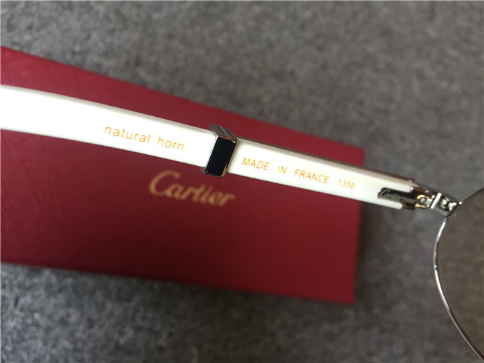 Cartier 7550178 57-22 White Curve Cattle  Horn  Sunglasses In  Gold Brown - DopestKickz