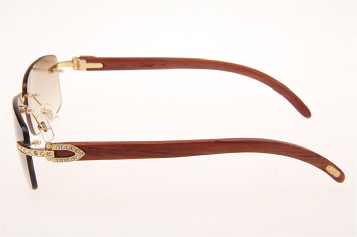Cartier 3524012 Diamond Wood Sunglasses In Gold With Brown Gradient Lens - DopestKickz