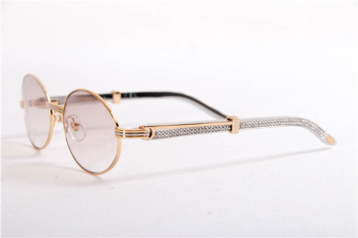 Cartier 7550178 55-22 Diamond Silver Curve Stainless Steel Sunglasses In Gold Brown - DopestKickz
