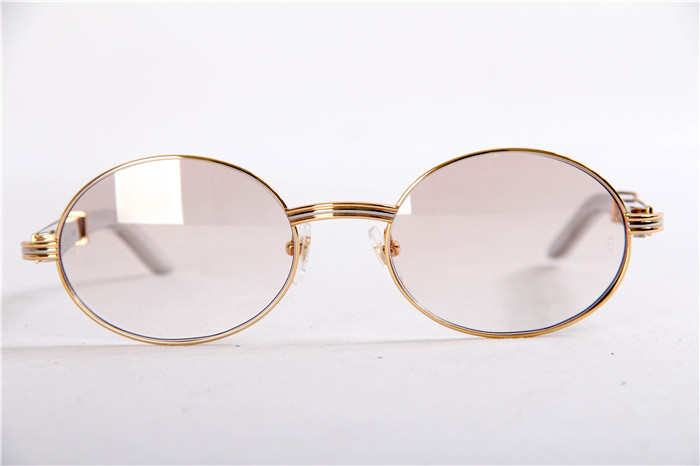 Cartier 7550178 55-22 Diamond Silver Curve Stainless Steel Sunglasses In Gold Brown - DopestKickz