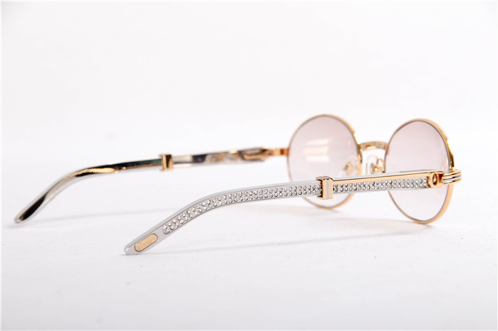 Cartier 7550178 55-22 Diamond Silver Curve Stainless Steel Sunglasses In Gold Brown - DopestKickz