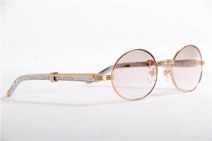 Cartier 7550178 55-22 Diamond Silver Curve Stainless Steel Sunglasses In Gold Brown - DopestKickz