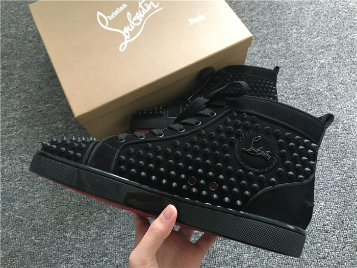 Limited Version Christian Louboutin Louis Spikes Black Orlato Suede Sneakers - DopestKickz