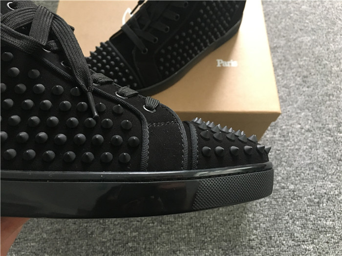 Limited Version Christian Louboutin Louis Spikes Black Orlato Suede Sneakers - DopestKickz