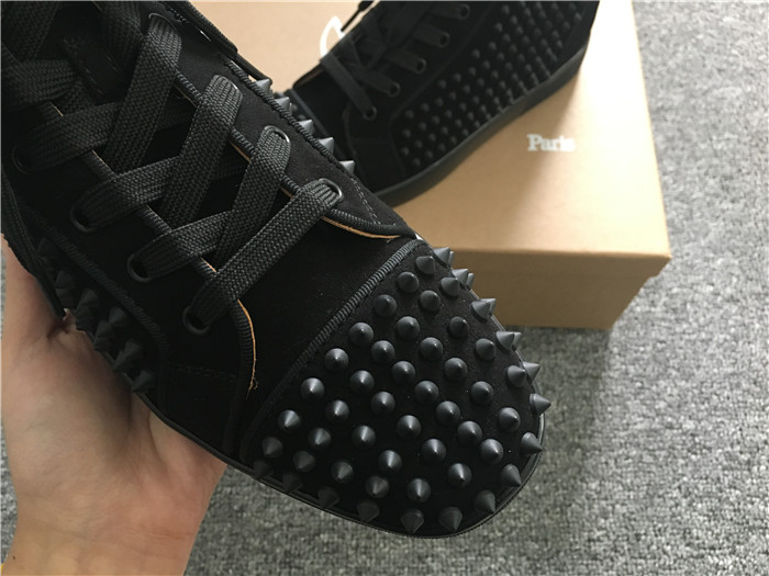 Limited Version Christian Louboutin Louis Spikes Black Orlato Suede Sneakers - DopestKickz