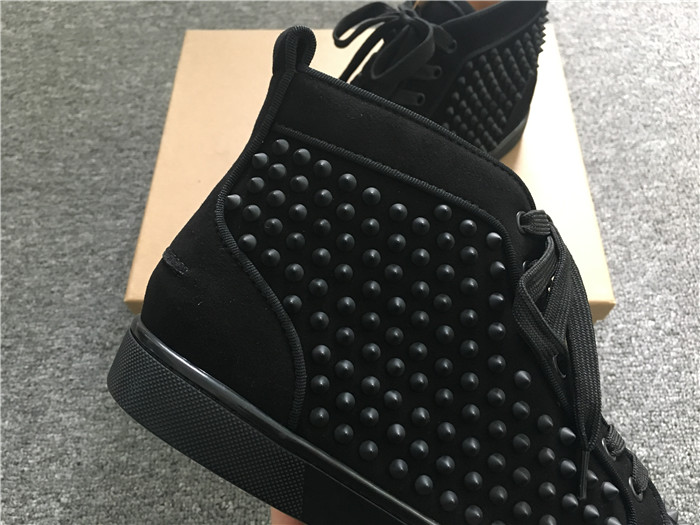 Limited Version Christian Louboutin Louis Spikes Black Orlato Suede Sneakers - DopestKickz