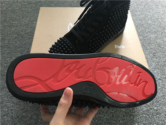 Limited Version Christian Louboutin Louis Spikes Black Orlato Suede Sneakers - DopestKickz