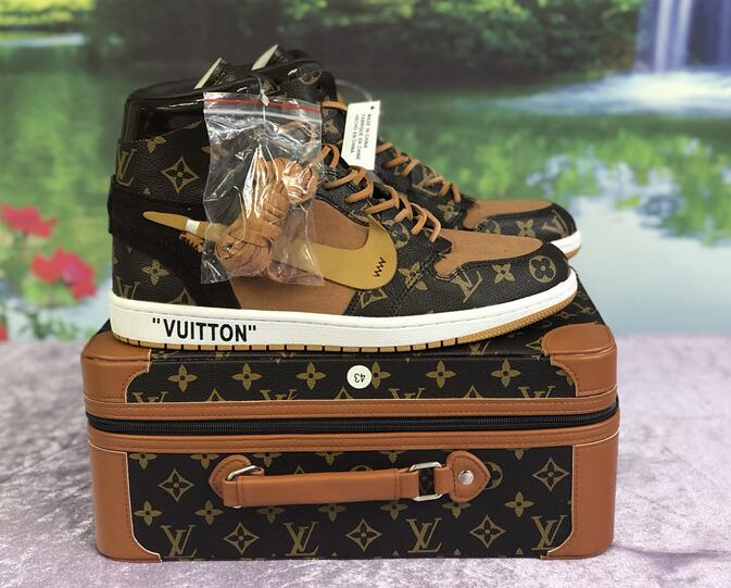 Nike X Off-White X Louis Vuitton Air Jordan 1 Customs Monogram Sneaker - DopestKickz