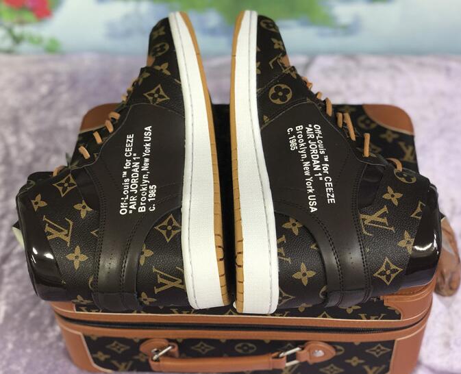 Nike X Off-White X Louis Vuitton Air Jordan 1 Customs Monogram Sneaker - DopestKickz