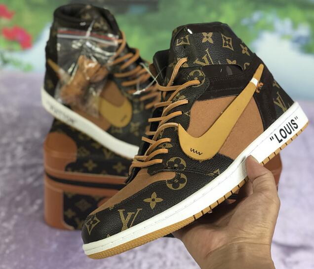 Nike X Off-White X Louis Vuitton Air Jordan 1 Customs Monogram Sneaker - DopestKickz