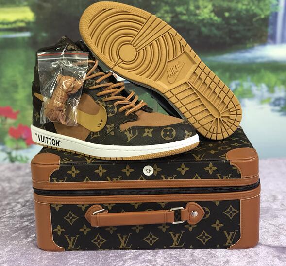 Nike X Off-White X Louis Vuitton Air Jordan 1 Customs Monogram Sneaker - DopestKickz