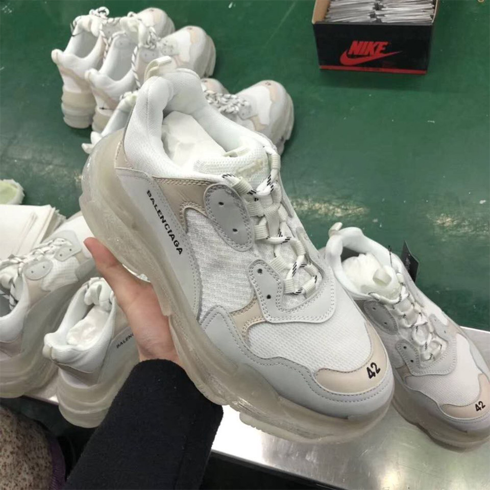 Balenciaga Clear Sole Triple S Low-Top Trainers White - DopestKickz