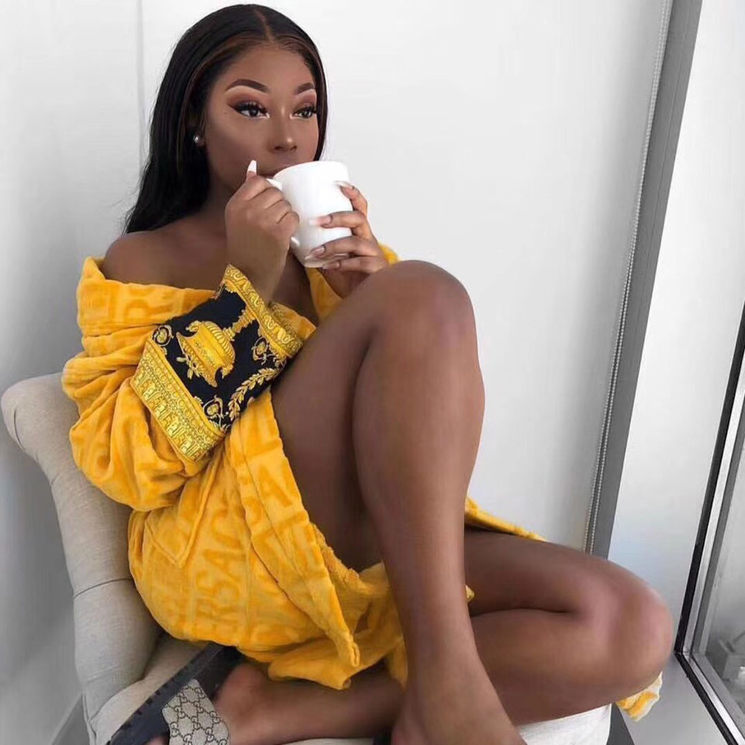 Versace Embroidered Bathrobe Yellow - DopestKickz