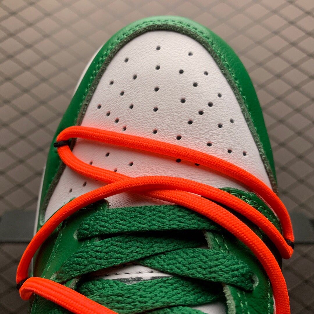 Off-White X Futura X Nike SB Dunk Low In White/Pine Green  - DopestKickz
