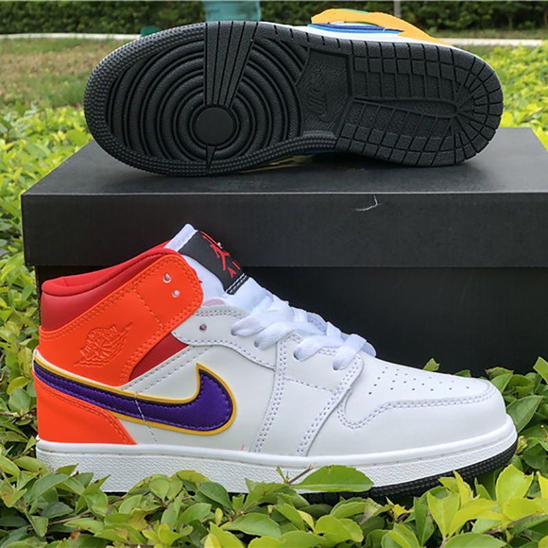 Jordan Air Jordan 1 Mid GS White Court Purple Spirit Teal - DopestKickz