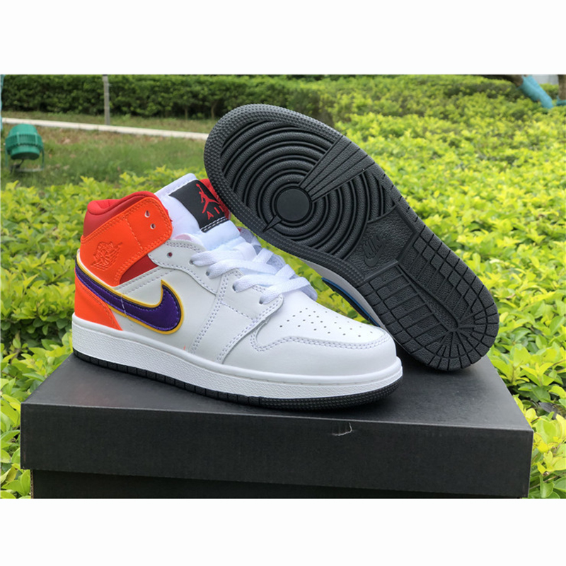 Jordan Air Jordan 1 Mid GS White Court Purple Spirit Teal - DopestKickz