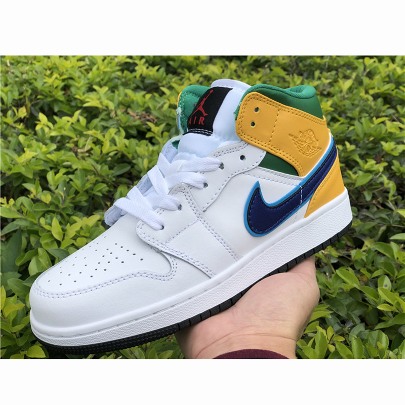 Jordan Air Jordan 1 Mid GS White Court Purple Spirit Teal - DopestKickz