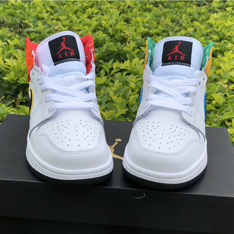 Jordan Air Jordan 1 Mid GS White Court Purple Spirit Teal - DopestKickz