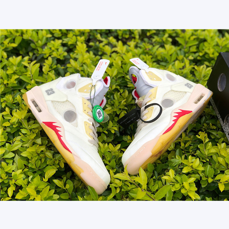 Jordan Offwhite X AJ5 White/Fire Red  - DopestKickz