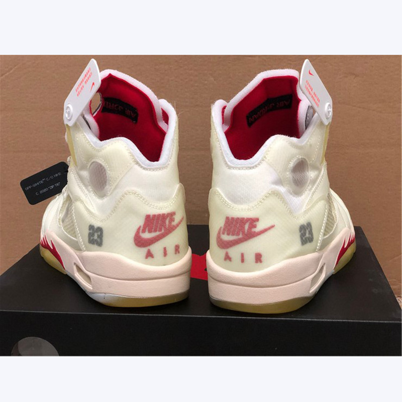 Jordan Offwhite X AJ5 White/Fire Red  - DopestKickz