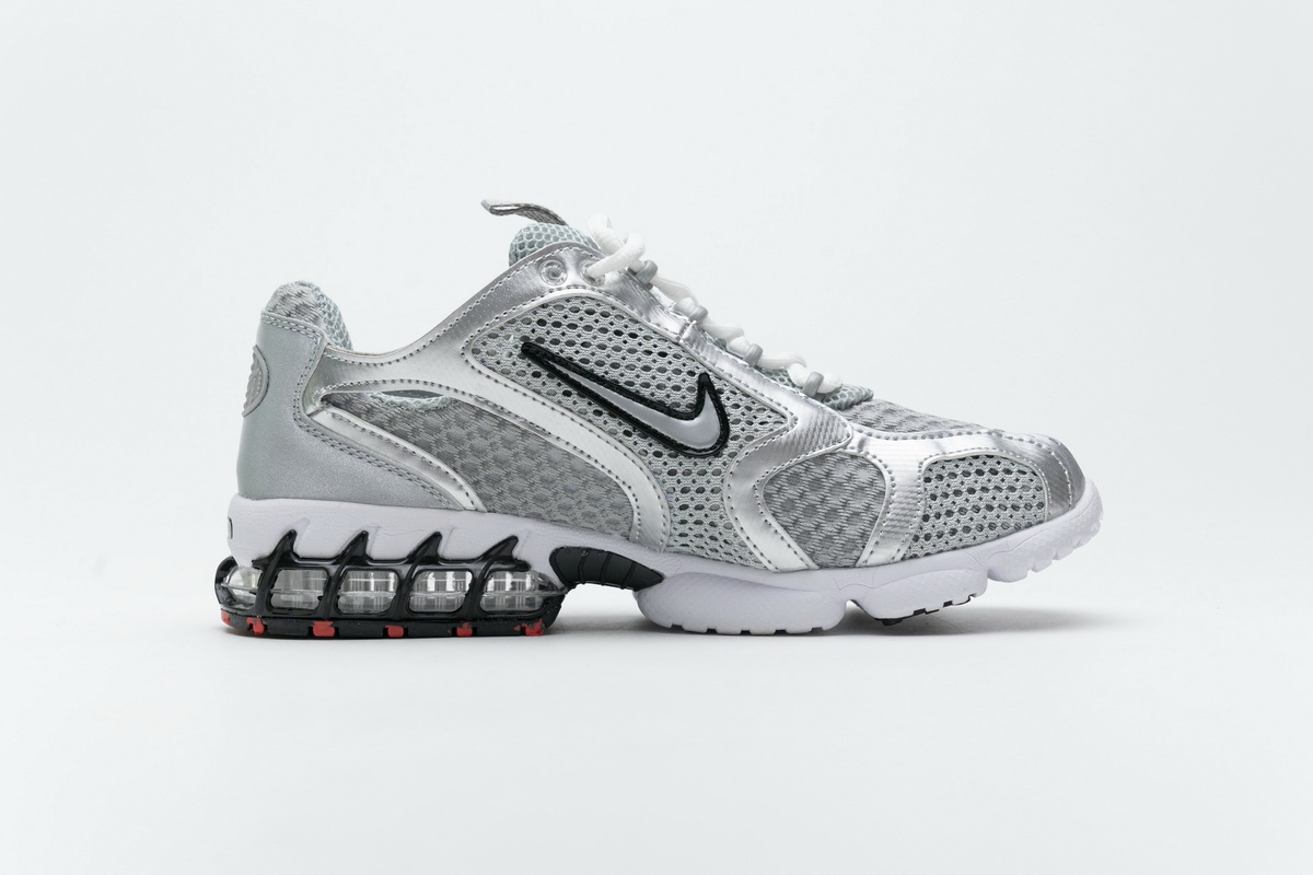 Stussy X Nike Air Zoom Spiridon Caged 2 Metallic Silver - DopestKickz