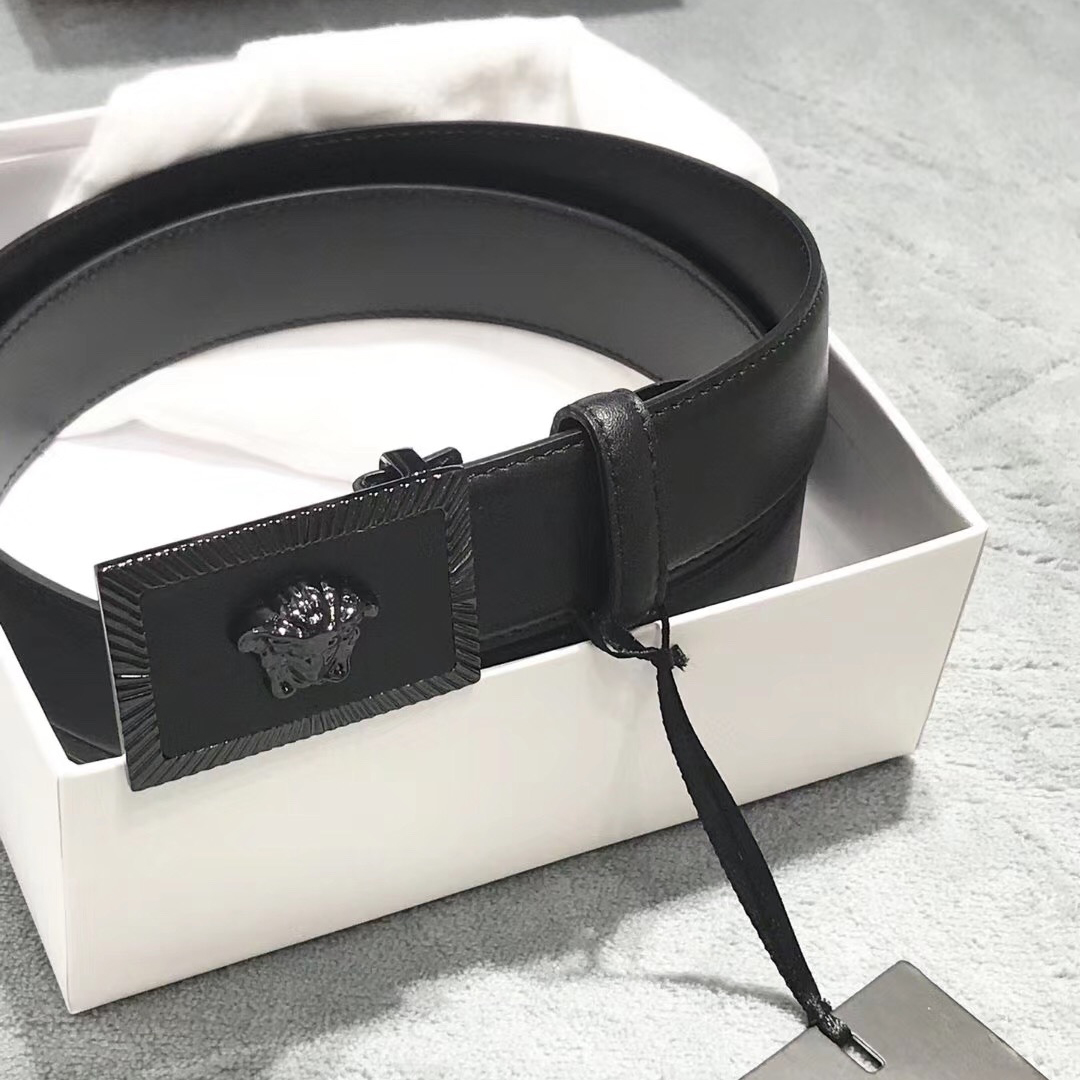 Versace Medusa Head Leather Belt - DopestKickz