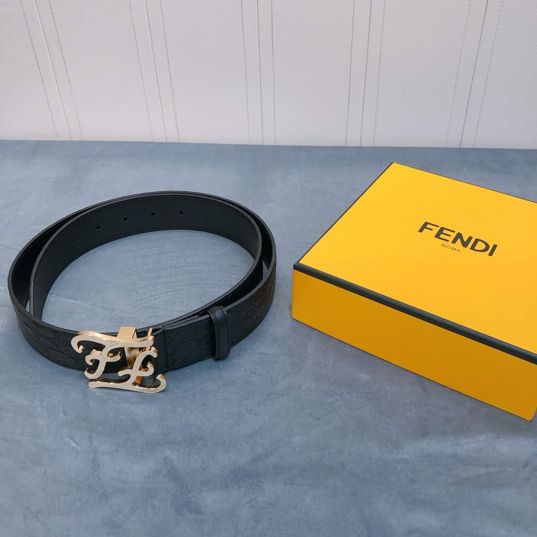 Fendi Leather Belt With FF Buckle - DopestKickz