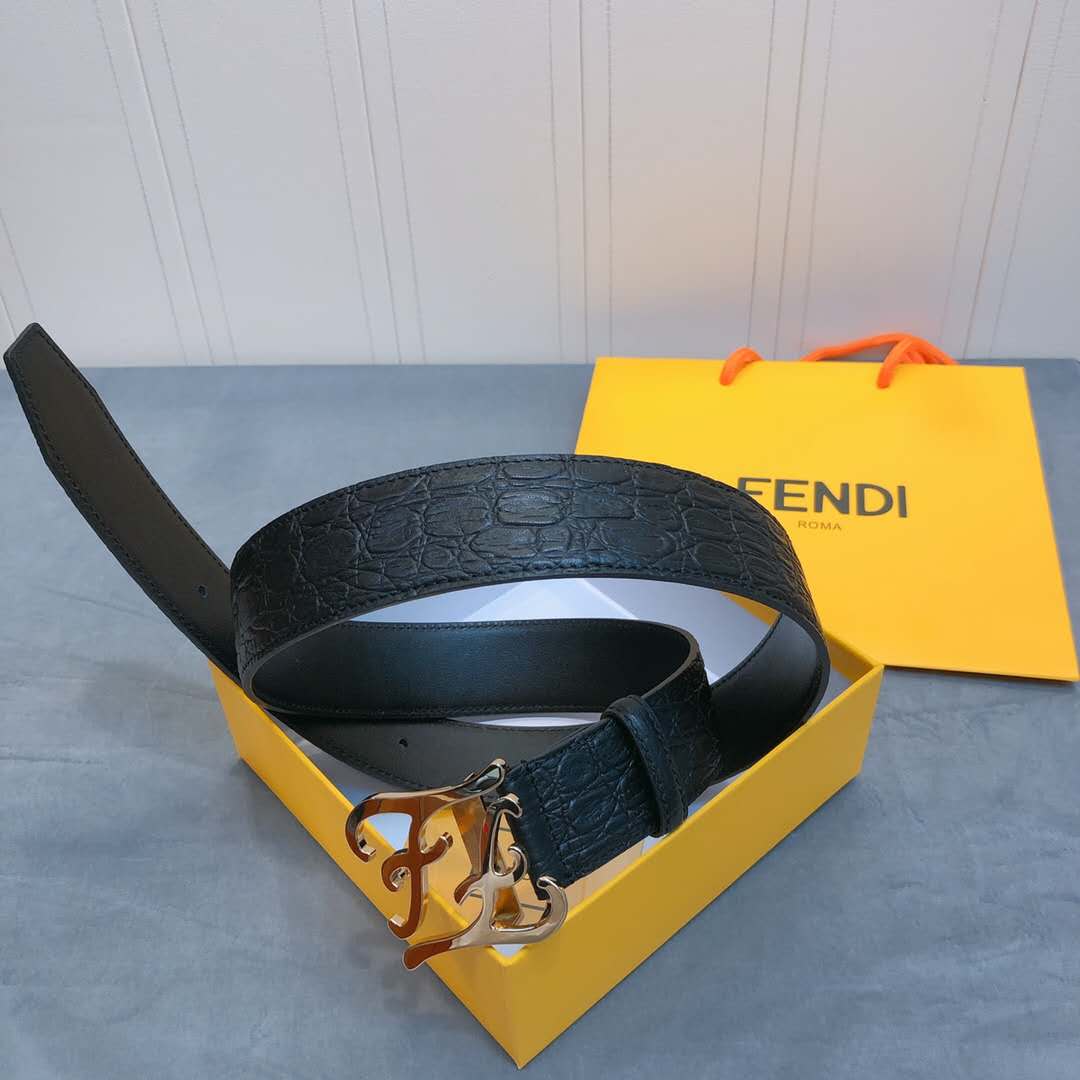 Fendi Leather Belt With FF Buckle - DopestKickz