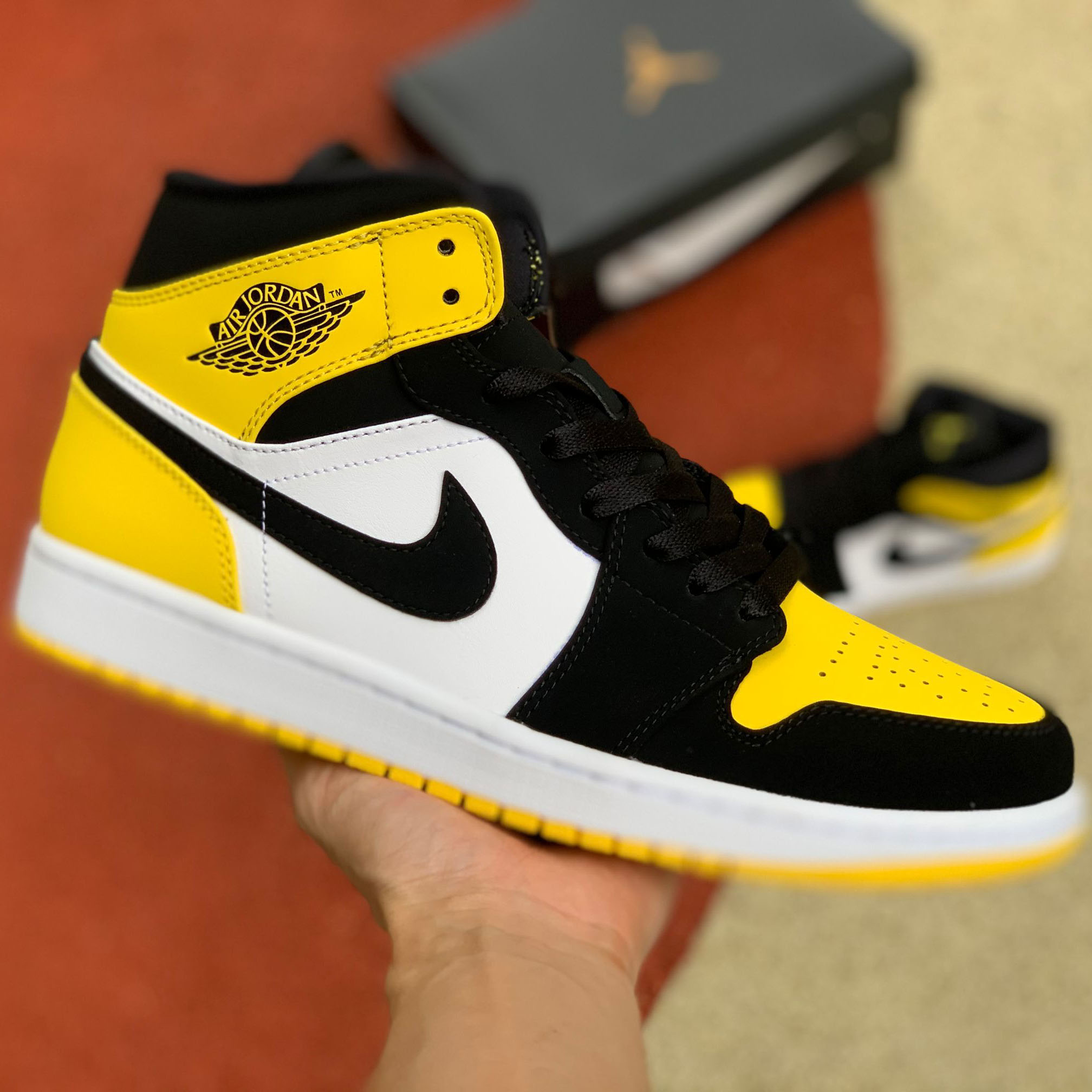 Jordan 1 Mid Yellow Toe Footasylum  - DopestKickz
