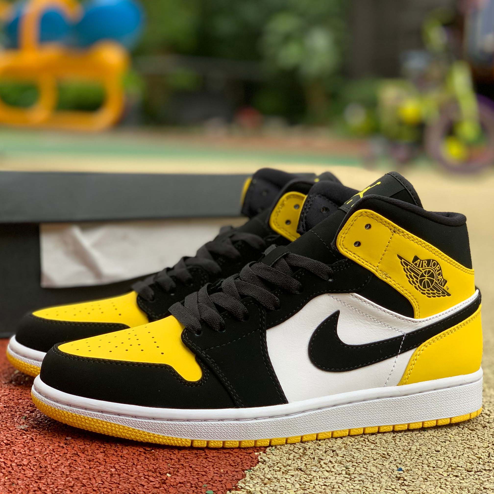 Jordan 1 Mid Yellow Toe Footasylum  - DopestKickz