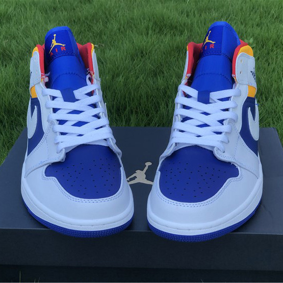 Jordan Air 1 Mid Royal Blue Laser Orange 554724-131 - DopestKickz