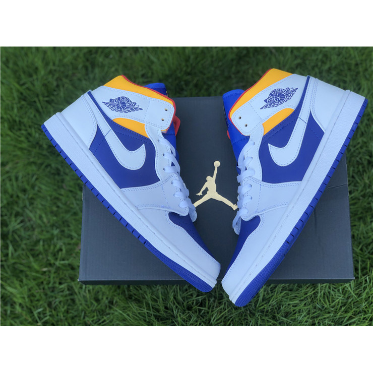 Jordan Air 1 Mid Royal Blue Laser Orange 554724-131 - DopestKickz