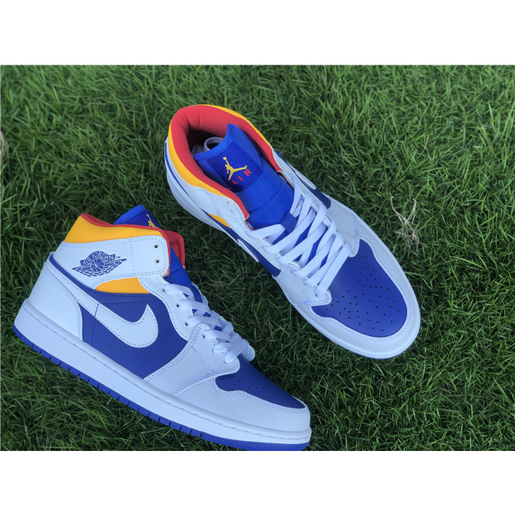 Jordan Air 1 Mid Royal Blue Laser Orange 554724-131 - DopestKickz