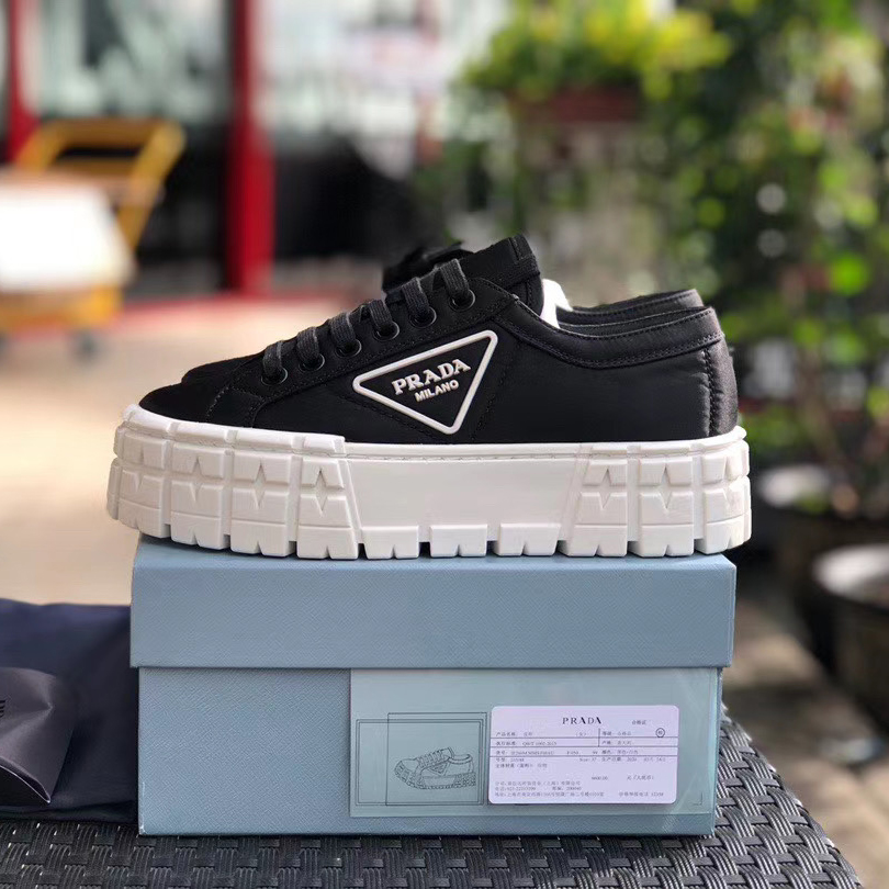 Prada Triangular Logo Plaque Sneakers - DopestKickz
