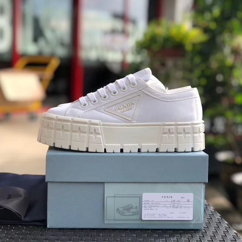 Prada Triangular Logo Plaque Sneakers - DopestKickz