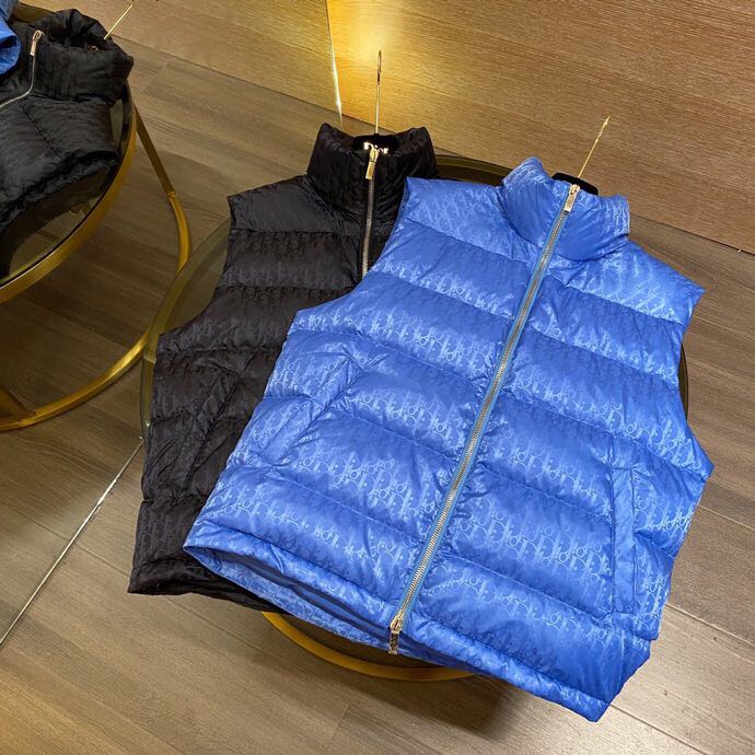 Dior Oblique Sleeveless Down Jacket In Blue - DopestKickz