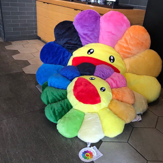 Takashi Murakami Smile On Rainbow Flower Plush Toys （Big / 100cm） - DopestKickz