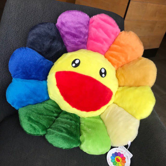 Takashi Murakami Smile On Rainbow Flower Plush Toys （Big / 100cm） - DopestKickz