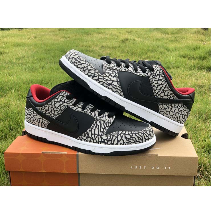 Nike Dunk SB Low Supreme Black Cement - DopestKickz