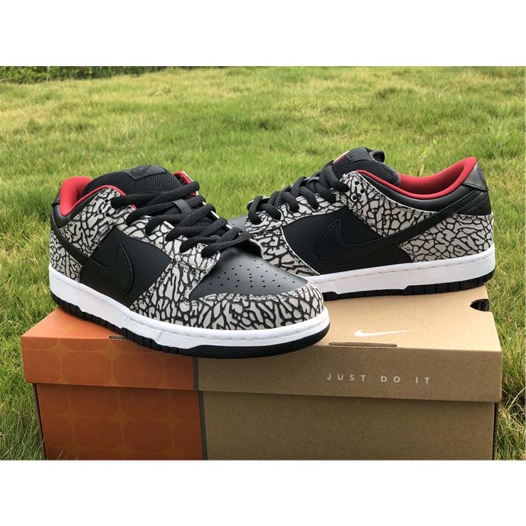 Nike Dunk SB Low Supreme Black Cement - DopestKickz