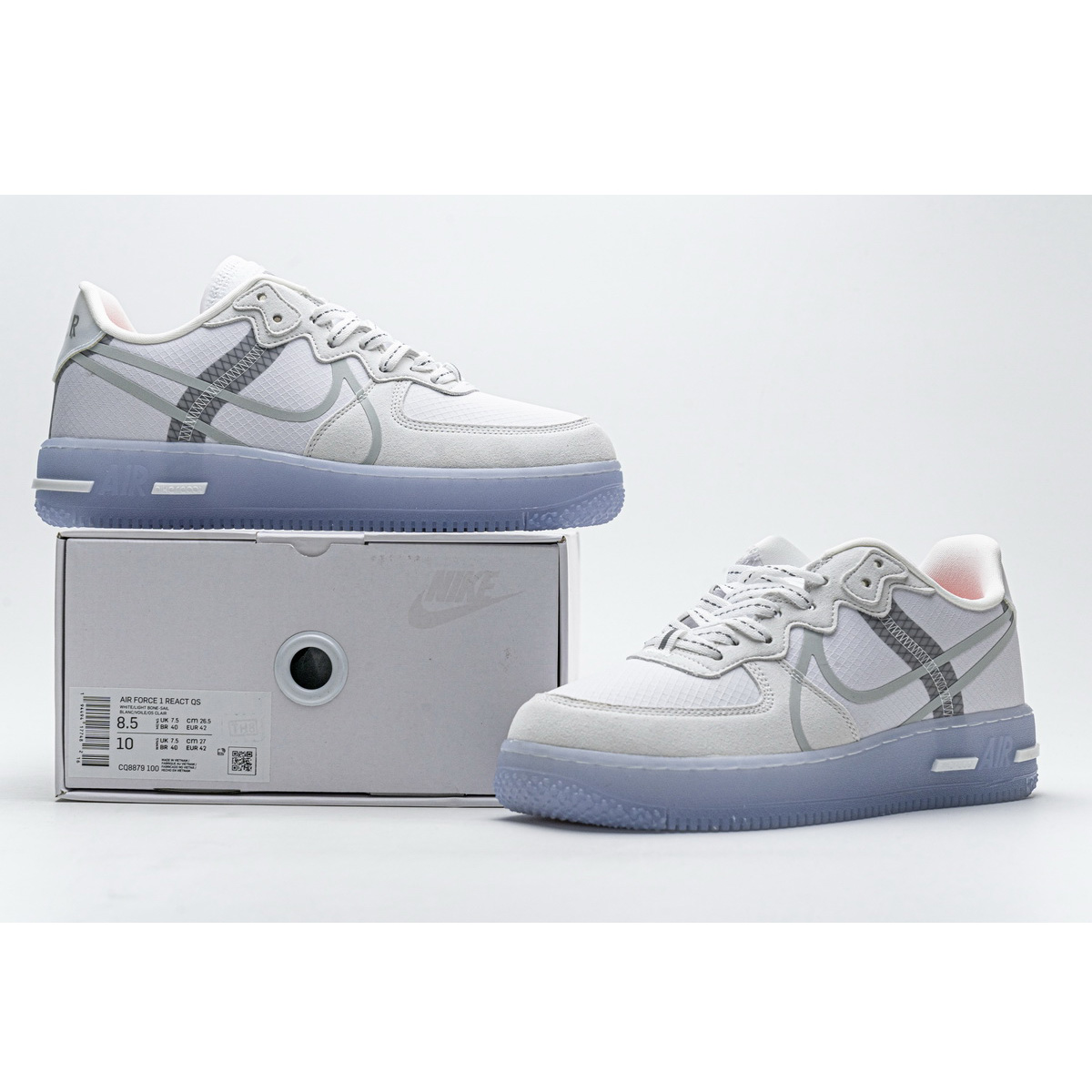 Nike Air Force 1 React White Ice CQ8879-100  - DopestKickz