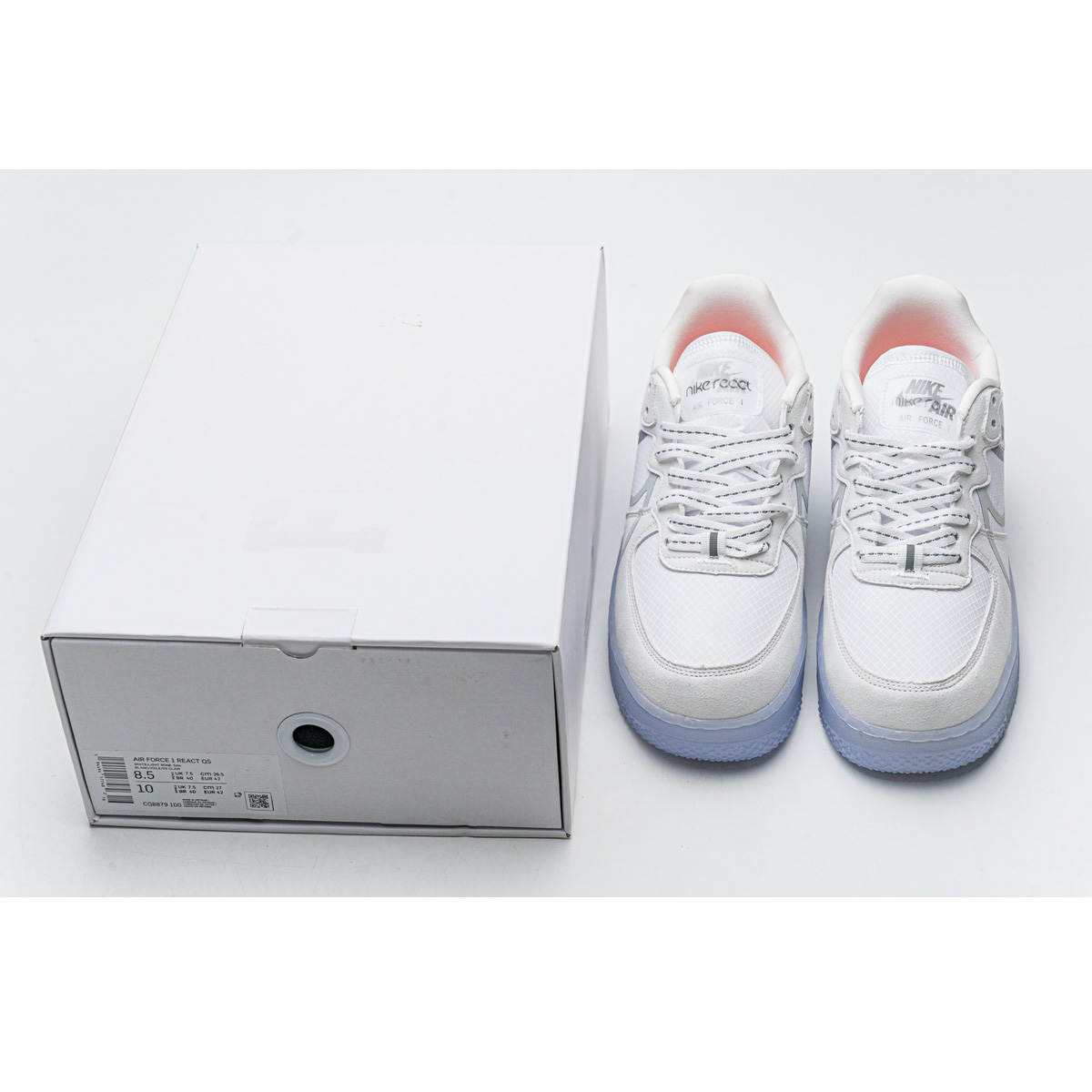 Nike Air Force 1 React White Ice CQ8879-100  - DopestKickz