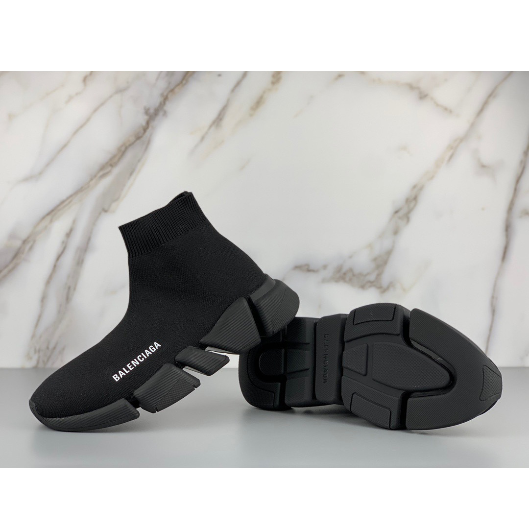 Balenciaga Black Speed.2 Lt Knit Sole - DopestKickz