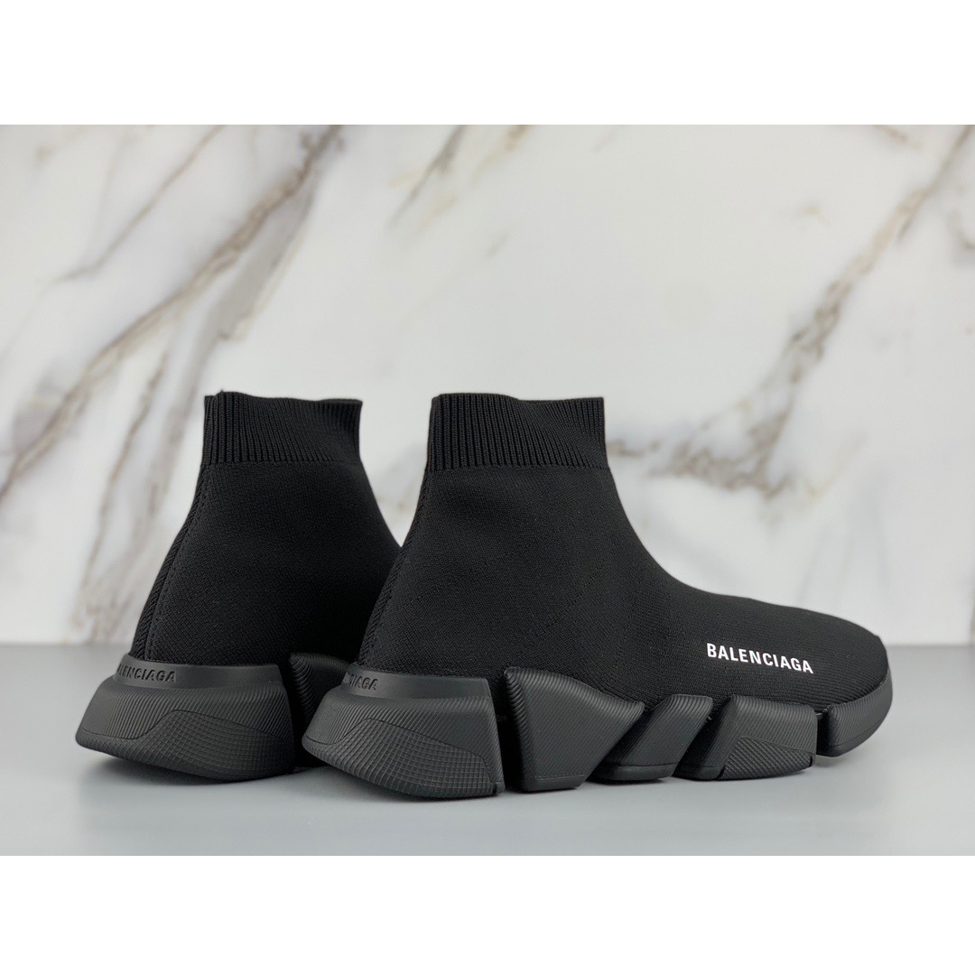 Balenciaga Black Speed.2 Lt Knit Sole - DopestKickz