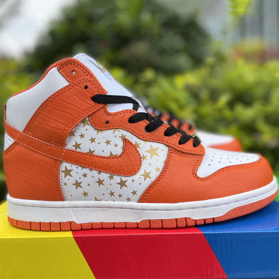 Nike Dunk High Pro SB Supreme Orange Stars - DopestKickz