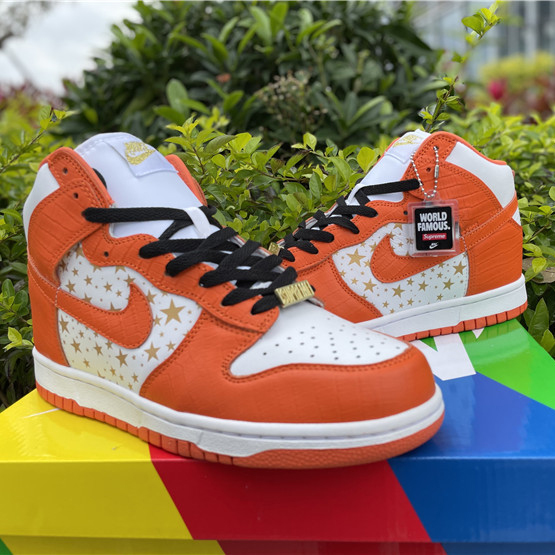 Nike Dunk High Pro SB Supreme Orange Stars - DopestKickz
