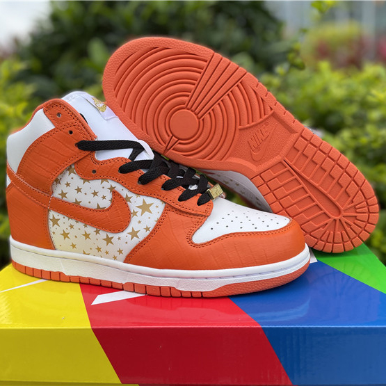 Nike Dunk High Pro SB Supreme Orange Stars - DopestKickz