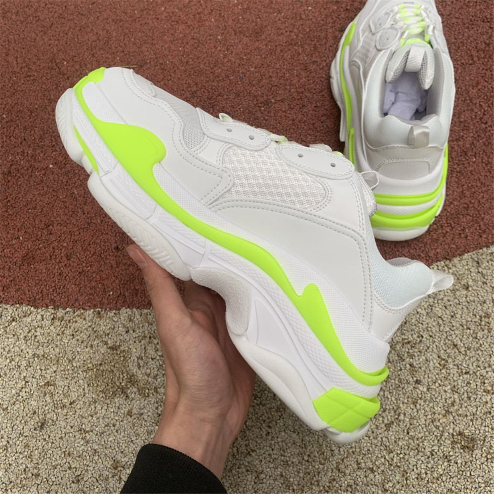 Balenciaga Triple S In  Fluorescent Green And White - DopestKickz