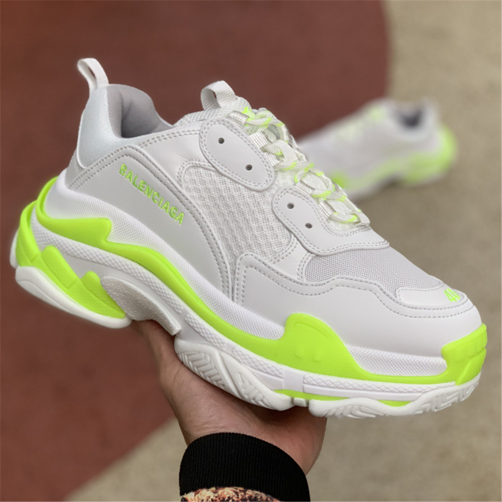Balenciaga Triple S In  Fluorescent Green And White - DopestKickz