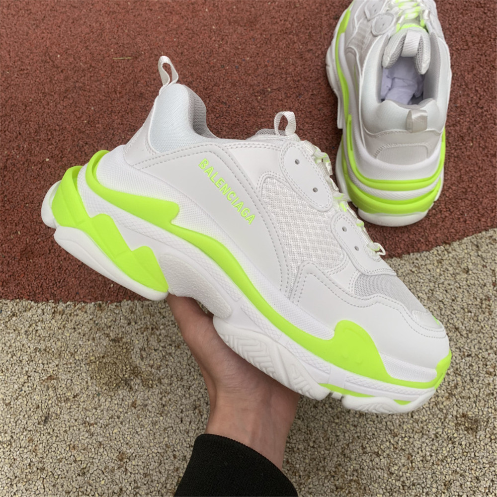 Balenciaga Triple S In  Fluorescent Green And White - DopestKickz